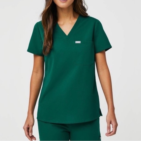 Figs Tops Figs Hunter Green Catarina Scrub Top Poshmark